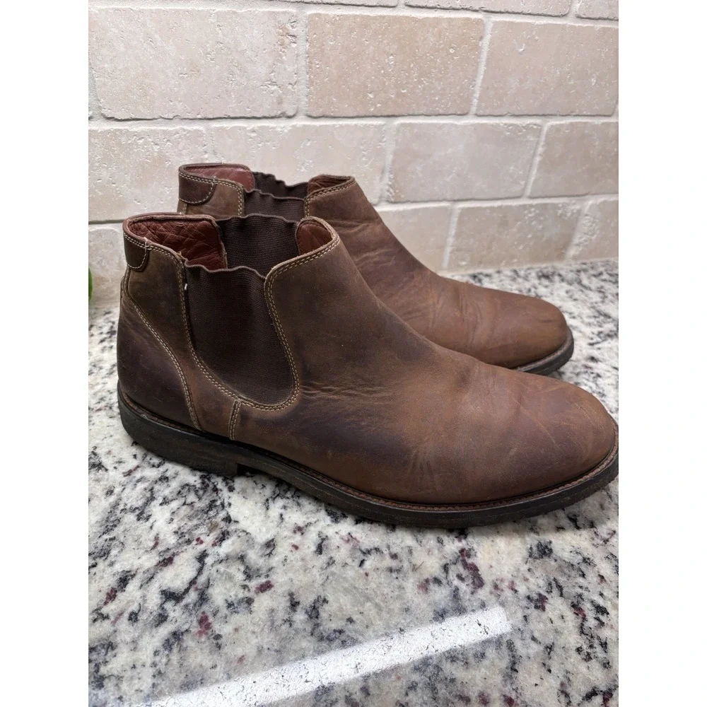 Johnson & Murphy Men's Brown Nubuck‎  Leather Chelsea Ankle  Boots 13M